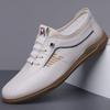 Sapatos Masculinos 2026 Novos Sapatos Casuais Respiráveis Tendência Masculina Versátil Solado Macio Antiderrapante Slip-On de Couro para Pessoas de Meia-Idade e Idosos