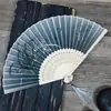 Abanico poético con diseños de flor de ciruelo y hoja de bambú, productos de bambú, abanicos de bambú al por mayor, nuevos abanicos plegables de estilo chino, accesorios de vestuario de estilo antiguo