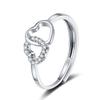 Venta Caliente Transfronteriza Europea y Americana Anillo Doble Corazón Simple para Mujer Anillo para Dedo Índice Incrustado con Micro Diamantes Corazón de Amor de Lujo Ligero Pieza de Mano