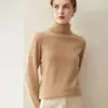 Suéter de cachemir 100% para mujer de otoño e invierno, jersey de cuello alto, corto, holgado, versátil, tejido base, suéter cálido