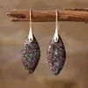 Pendientes de Colgante de Hoja con Bloques de Color de Piedra Bohemia Transfronterizos Joyería de Moda Europea y Americana Tendencia Ins Regalo