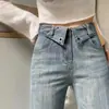 Jeans de Microcampana para Mujer Verano Delgados 2024 Nuevos Estilo Americano Diseño Retro Cintura Alta Pierna Ancha Pantalones Rectos