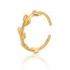 Exportación de comercio exterior moda caliente simple corte de acero de titanio chapado en oro real de 18K rama hoja apertura anillo de acero inoxidable