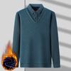 Suéter de Inverno do Papai com Forro de Fleece, Engrossado para Homens de Meia-Idade, Falso Duas Peças, Adequado para Idades 40-50, Blusa Quente de Tricô
