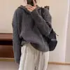 Suéter con capucha estilo vintage para mujer, estilo holgado, suave y encerado, para otoño e invierno, para uso exterior.