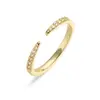 Anillo Abierto Geométrico Chapado en Oro de 18K con Circonita, Simple, de Moda, para Mujer, Nicho Retro, Versátil