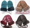 Luvas de Lã Real de Inverno para Crianças Pele Integrada Pele de Ovelha Exterior Quente Cordão para Pendurar Espessas Luvas de Bebê