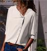 2108 otoño AliExpress ebay Amazon más vendido de siete colores botón cuello diagonal irregular manga larga top para mujer