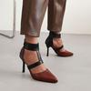 Sandalias puntiagudas de verano para mujer de tallas 32-48 yardas europeas y americanas, combinación de colores, punta cubierta, tacón alto, zapatos de mujer X2301107