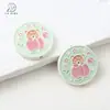 25mm Liga Redonda Dupla Face Flor Gota de Óleo Furo Reto Contas Acessórios DIY Contas para Corrente de Celular Acessórios de Joias DIY
