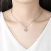 Collar Corazón Eterno Estilo Coreano Chapado en Platino Colgante de Flor Rosa Creativo Colgante de Circonio con Forma de Corazón Giratorio