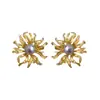 Pendientes de Girasol Exagerados Retro Vintage Pendientes de Botón Estilo Europeo y Americano de Lujo Ligero con un Toque de Alta Gama