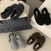 Zapatos Planos de Punta Redonda Estilo Coreano con Hebilla Mate para Mujer 2026 Otoño/Invierno Nuevos Simples Versátiles Felpa Interior Perezosos Birkenstock