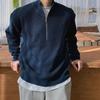 Polo de Manga Larga a la Moda Marca Tendencia Estilo Universitario Color Block para Hombre Bordado Color Sólido Estilo Americano Retro Suelto Medio Cierre