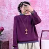 Otoño e Invierno Nuevo Retro de Cuello Alto Medio Tejido para Mujer Holgado Aspecto Adelgazante Moda Versátil Jersey Top de Punto de Algodón