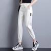 Jeans Feminino 2025 Primavera e Outono Novo Estilo Coreano Solto Emagrecedor Cintura Elástica Jogger Cropped Harem Calça Dad para Mulheres