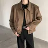 Chaqueta Corta de Lujo Primavera 2026 para Hombre Retro Nicho Hombreras Metálicas Silueta Cremallera Abrigo de Lana