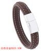 Nova Joia Europeia e Americana Marrom Artística Masculina e Feminina Casual Simples Pulseira de Couro Trançado Multicolorido Pulseira com Fecho Magnético