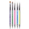 Pluma de Doble Punta para Manicura, Set de Plumas para Dibujar Líneas Finas, 5 Piezas con Pintura de Diamantes, Puntos Florales, Gancho para Perforación, Pluma de Doble Propósito para Quitar Pegamento