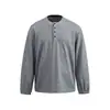 SANHOMME Tendência Americana Design Retrô Camada de Base Masculina Gola Henley Jaqueta Solta 61870