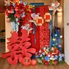 Decoración de habitación de boda con personajes 3D "Feliz" en cartón KT, letrero de bienvenida, decoración para el dormitorio y la sala de estar de la novia, fondo para fotos de boda
