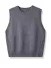 Chaleco de Punto Básico de Lana Merceizada 100% Color Sólido para Primavera y Otoño, Cuello Redondo, Sin Mangas, Suéter de Punto para Mujer, Top con Temperamento