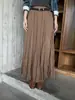 Falda plisada estilo coreano MMC, otoño 26, de talle alto, cintura elástica, caída fluida, falda larga 25303