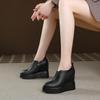 Zapatos de Cuero de Tacón Super Alto de 12CM Suela Gruesa 2025 Nuevos Británicos Plataforma Inferior Aumentado Cremallera Lateral Zapatos de Cuero de Punta