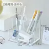 Porta-canetas com múltiplos compartimentos e caixa de armazenamento para notas adesivas de grande capacidade, organizador de mesa acrílico