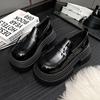 Zapatos de Cuero Gruesos de Combinación Versátil Estilo Vintage para Mujer 2025 Nuevos de Primavera y Otoño Slip-on Estilo Británico Zapatos Lefu JK con Falda