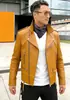 Jaqueta de Couro Masculina Amarela e Preta, Jaqueta de Couro PU Estilo Regular, Nova Jaqueta de Couro Masculina Estilo Coreano 2026 Tamanho Grande para Motociclista