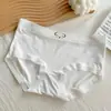 Roupa Íntima Feminina Sem Costura de Seda de Gelo Estampada Calcinha Fofa Respirável Simples de Cintura Média Confortável de Cor Clara para Mulheres