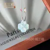 Colgante de Calcedonia Azul Hielo Natural Buda Nube Candado Ágata Hebilla de Seguridad Máscara de Zorro Collar de Jade