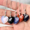 Joyería para el Día de San Valentín Collar con Colgante de Corazón de Piedra Natural Multifacética para Mujer Collar de Acero de Titanio de Alta Gama Joyería Transfronteriza