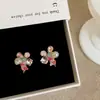 Brincos de tarraxa flor de pérola de cristal cor de gelatina dopamina para mulheres, elegantes, doces, modernos, da moda, versáteis
