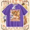 Camiseta Infantil Divertida con Estampado de Perro con Cuchillo y Escudo Ropa de Manga Corta para Niños Perro con Cuchillo y Escudo Camiseta de Media Manga 100% Algodón para Niños y Niñas