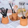 Tecelagem de Bambu Vietnamita Retrô Madeira Trançada Porta-Canetas Papelaria de Mesa Pente Ferramenta de Caligrafia Maquiagem Suporte Organizador Ornamento