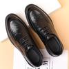 Zapatos de Cuero Wenzhou para Hombre Verano Calado Negocios Altura 8CM Vestir Zapatos de Cuero Patrón Rayado a Mano Moda Zapatos de Boda para Novio Modernos