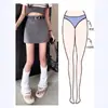 Falda Midi de Traje Gris para Mujer Otoño Cintura Alta Falda Corta Nueva Antiexposición Adelgazante Bodycon Falda Petite A-Line