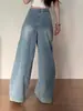 Jeans Vintage de Perna Larga para Mulheres, Novo Estilo Trendy Ins, High Street, Emagrecedor, Versátil, Calças Soltas Retas de Perna Larga Comprimento Total
