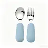 Nuevo Set de Tenedor y Cuchara de Acero Inoxidable 316 para Niños, Tenedor de Mango Corto para Comer de Forma Independiente, Cuchara de Entrenamiento para Alimentación de Bebés