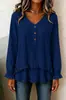 Ropa Femenina Transfronteriza Nueva Otoño/Invierno 2026: Blusa de Manga Larga con Cuello en V Fruncido y Dobladillo Irregular para Mujer
