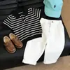 Conjunto de Polo de Verão Dopamina para Meninos com Listras de Manga Curta 2026 Novo Estiloso Versátil Calças Casuais Infantis