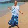 Camisa Protectora Solar de Playa Estampada de Rayón Europea y Americana al por Mayor, Vestido Sexy Holgado de Vacaciones, Cubre Traje de Baño Bikini