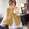 2026 Novo Modelo Roupas Femininas Estilo Chinês com Bordado Pesado e Botões Tradicionais, Colete Vintage e Elegante