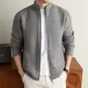 Yingao estilo old money novo suéter cardigã masculino outono e inverno gola semi-alta zíper casual cor sólida jaqueta suéter transfronteiriça