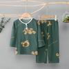 Pijama de Algodão e Seda Fino de Verão para Crianças Roupa de Casa Conjunto Meninos e Meninas Bebê Pijama de Algodão e Seda de Manga Longa Conjunto para Ar Condicionado