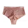 Bragas Populares Transfronterizas con Ribete de Encaje para Mujer, Tanga Sexy y Atractivo, Entrepierna de Algodón Puro, Hueco Ligeramente Transparente