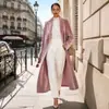 Gabardina larga vintage de terciopelo transfronteriza europea y americana para mujer, con cuello de solapa, corte holgado, caída fluida, hasta la rodilla, larga de moda