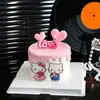 Decoración para pastel del Día de San Valentín Qixi 2026 vela de amor corazón de gel suave gatito propuesta topper acrílico inserto